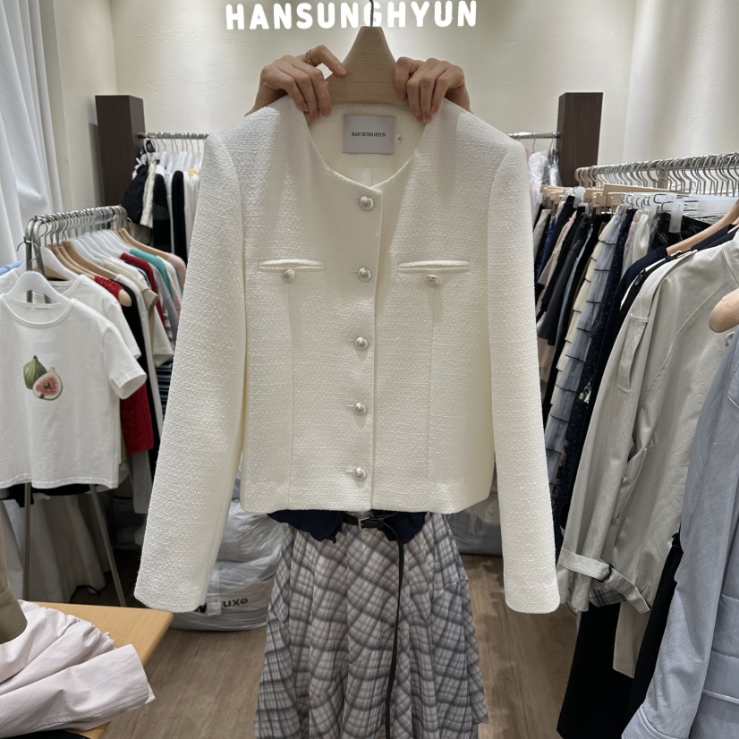 HANSUNGHYUN東大門代購女裝新款熱賣真品26春夏夾克粗花呢HANSUNGHYUN夾克圖色1