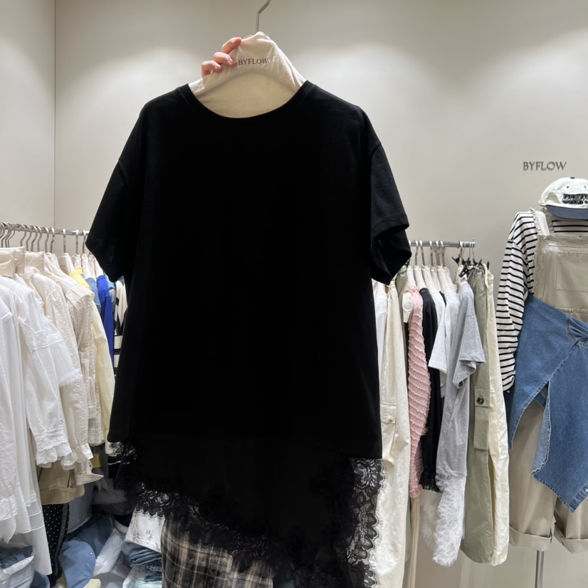 BY FLOW韓國直郵女士新品休閑真品時尚26春夏T恤不含包緞面BY FLOWT恤圖色3