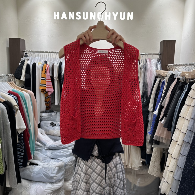 HANSUNGHYUN韓國東大門代購女裝新款26春夏時尚熱賣馬甲花朵HANSUNGHYUN馬甲圖色1