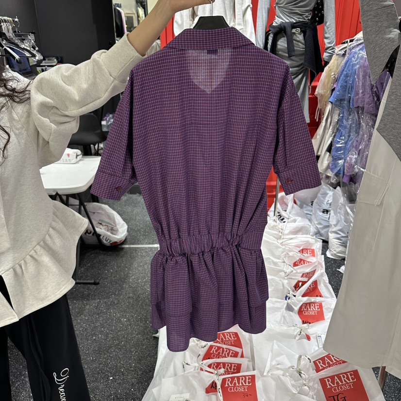 RARE CLOSET東大門實拍女裝新款真品推薦人氣連衣裙格子RARE CLOSET連衣裙