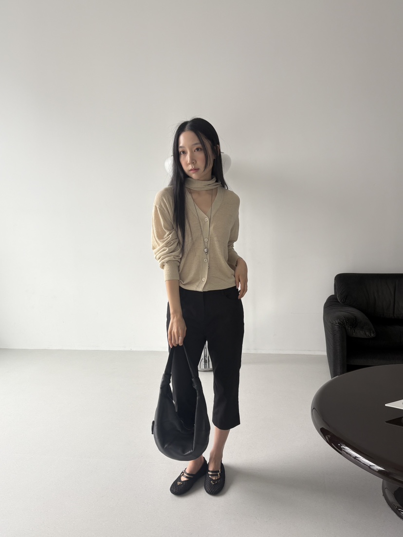 TORRE韓國東大門直郵女士新品時尚針織衫不含內搭含圍巾套裝開衫TORRE針織衫