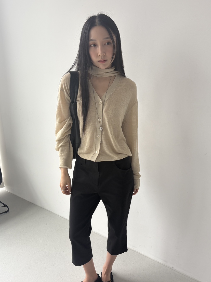 TORRE韓國東大門直郵女士新品時尚針織衫不含內搭含圍巾套裝開衫TORRE針織衫