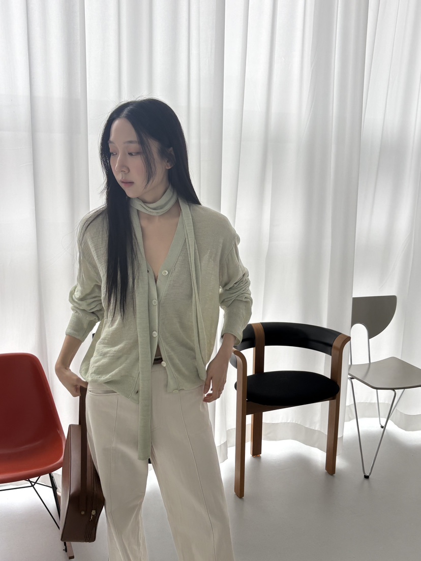 TORRE韓國東大門直郵女士新品時尚針織衫不含內搭含圍巾套裝開衫TORRE針織衫