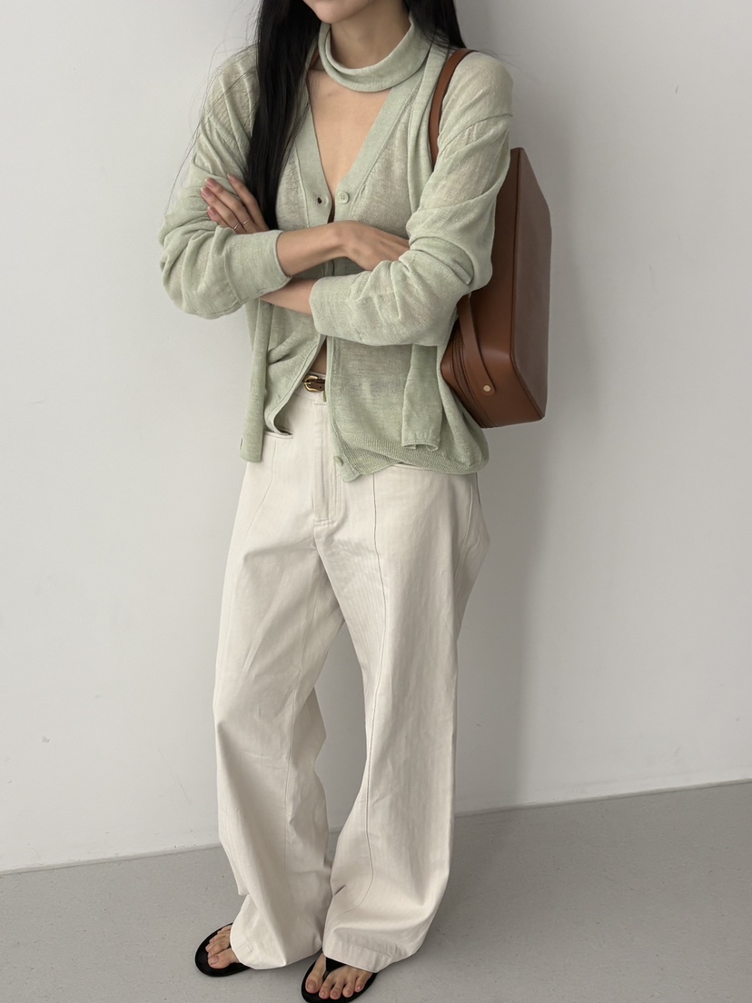 TORRE韓國東大門直郵女士新品時尚針織衫不含內搭含圍巾套裝開衫TORRE針織衫