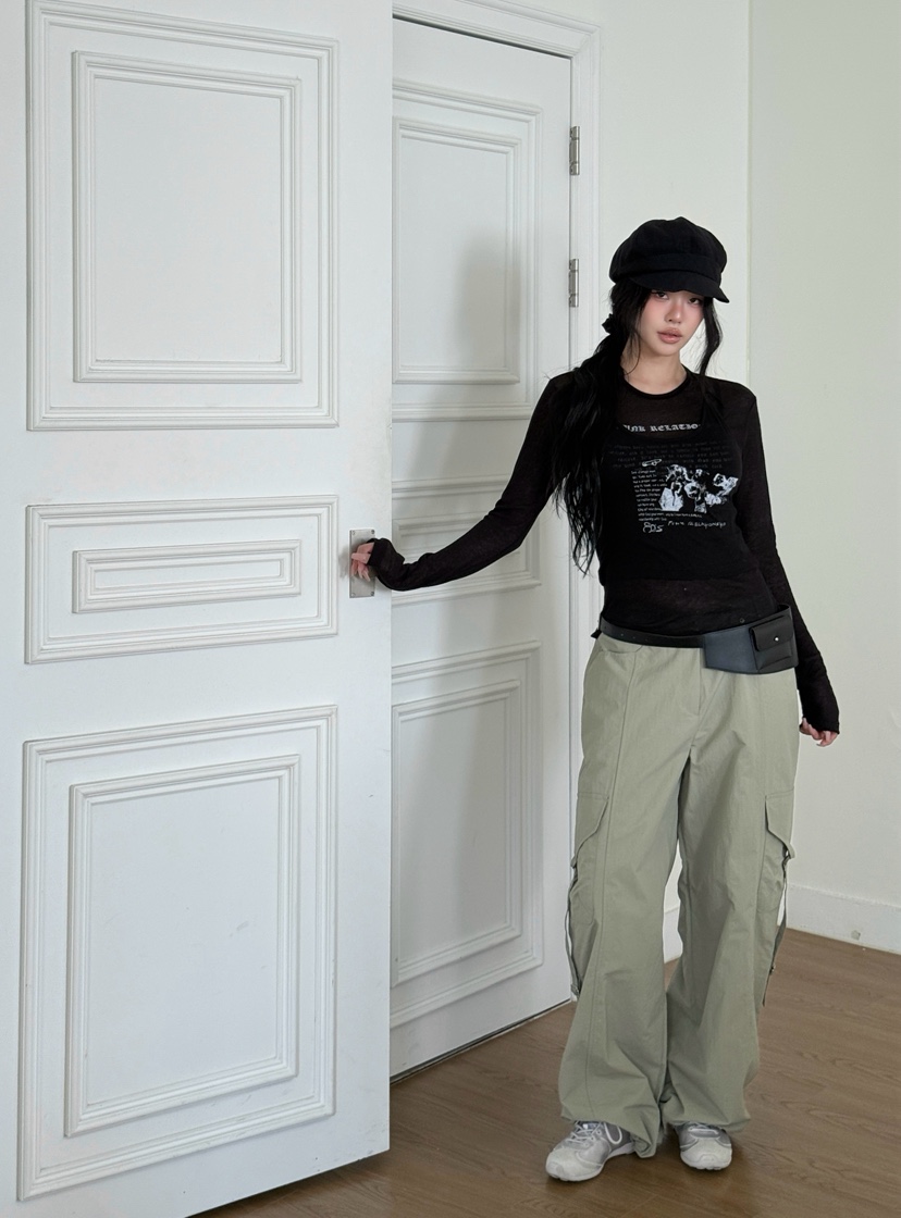 SUGAR CASE韓國代購女士新品熱賣時尚職業推薦休閑褲尼龍SUGAR CASE休閑褲