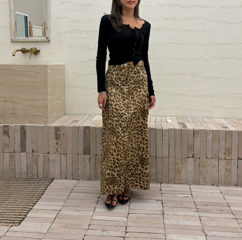 CUCUMBER韓國直郵女裝新品26春夏休閑推薦熱賣時尚長裙豹紋CUCUMBER長裙