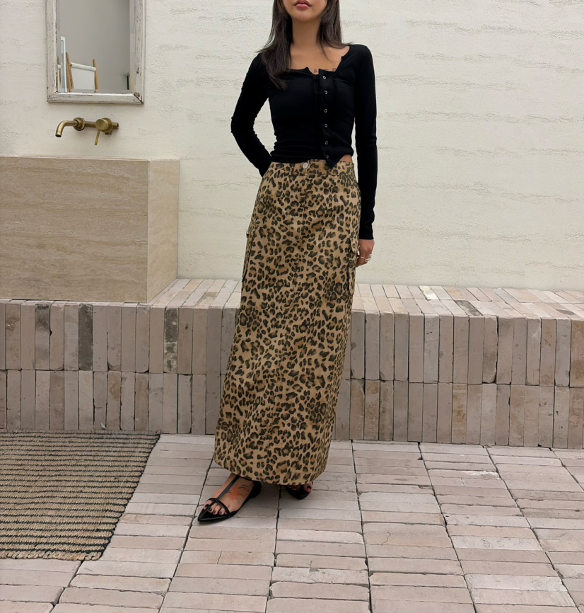 CUCUMBER韓國直郵女裝新品26春夏休閑推薦熱賣時尚長裙豹紋CUCUMBER長裙