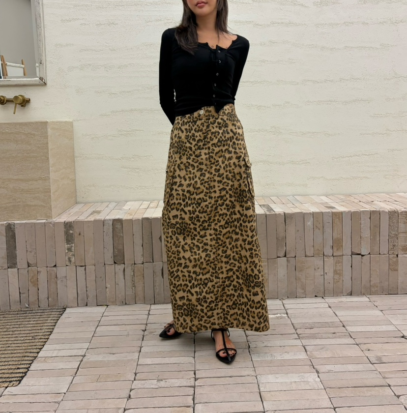 CUCUMBER韓國直郵女裝新品26春夏休閑推薦熱賣時尚長裙豹紋CUCUMBER長裙