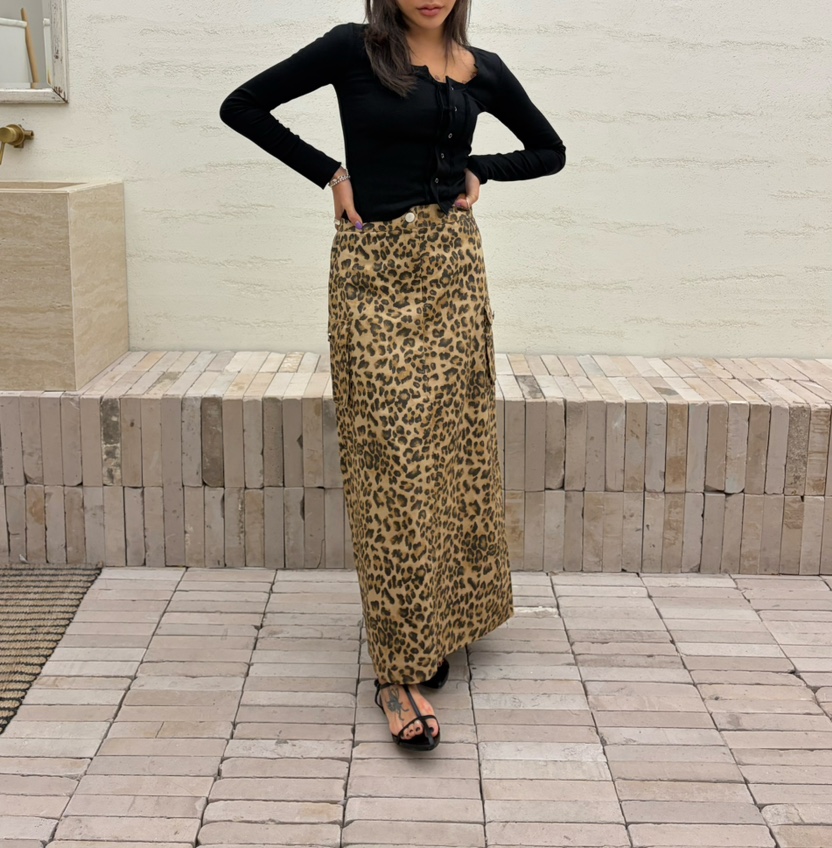 CUCUMBER韓國直郵女裝新品26春夏休閑推薦熱賣時尚長裙豹紋CUCUMBER長裙