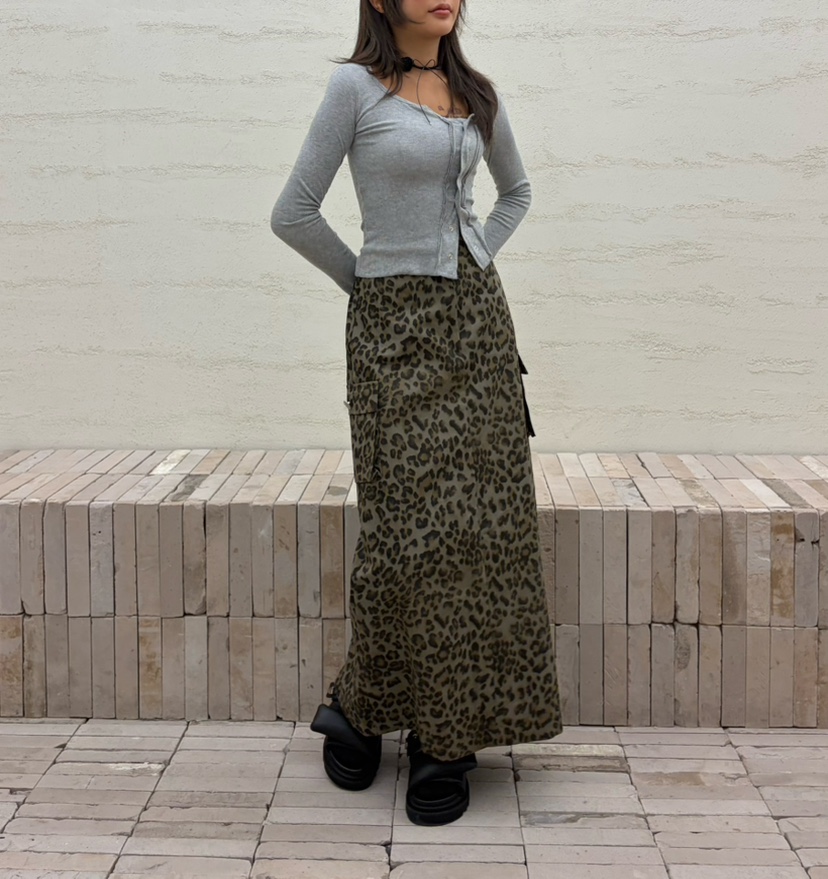 CUCUMBER韓國直郵女裝新品26春夏休閑推薦熱賣時尚長裙豹紋CUCUMBER長裙