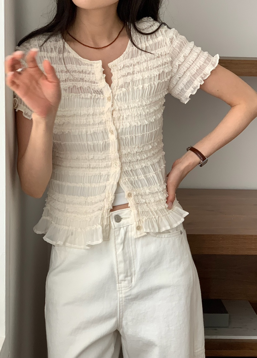 BLEECKER韓國代購女裝新款時尚休閑推薦人氣職業襯衫蕾絲衫BLEECKER襯衫/蕾絲衫