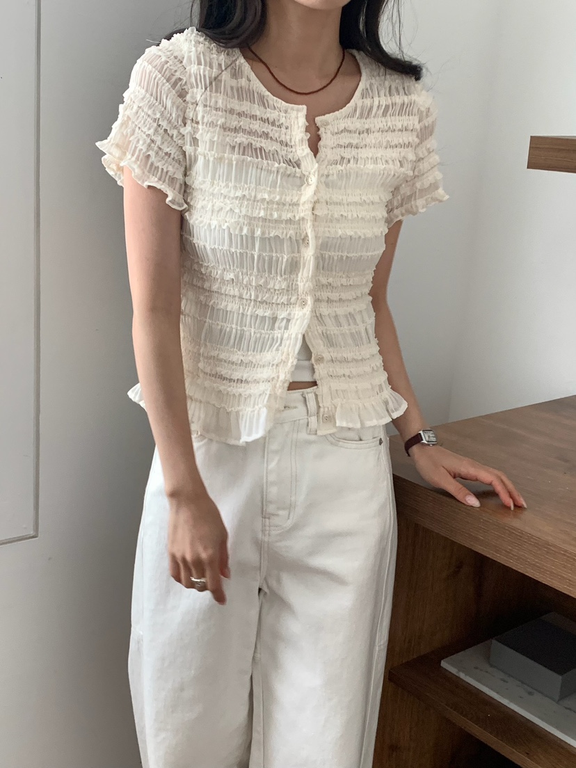 BLEECKER韓國代購女裝新款時尚休閑推薦人氣職業襯衫蕾絲衫BLEECKER襯衫/蕾絲衫