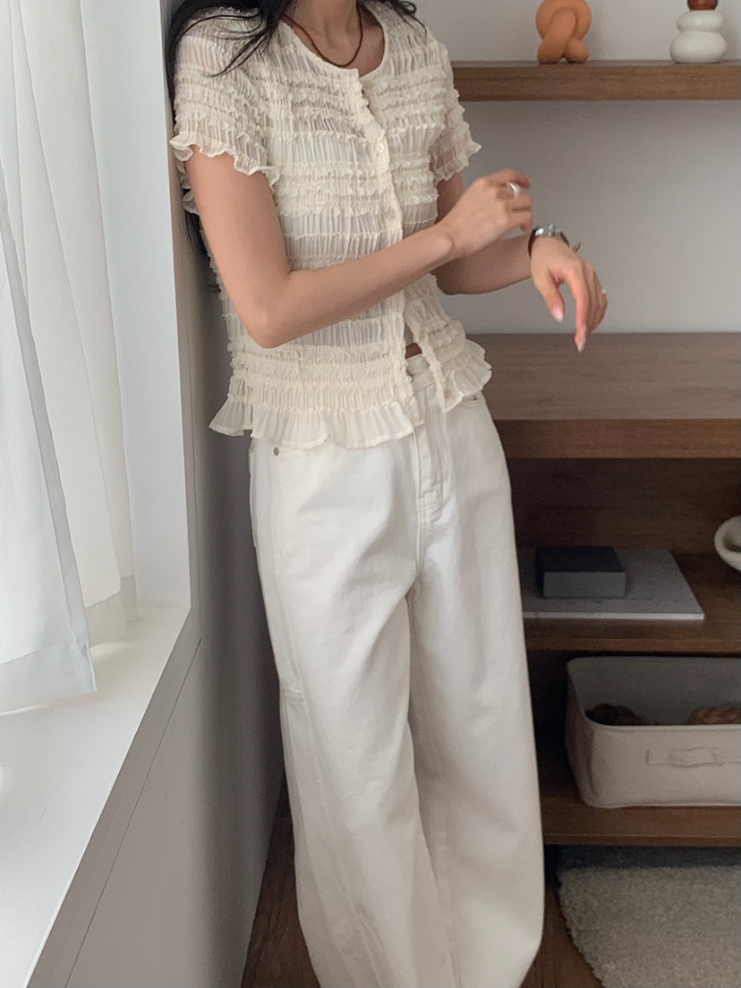 BLEECKER韓國代購女裝新款時尚休閑推薦人氣職業襯衫蕾絲衫BLEECKER襯衫/蕾絲衫