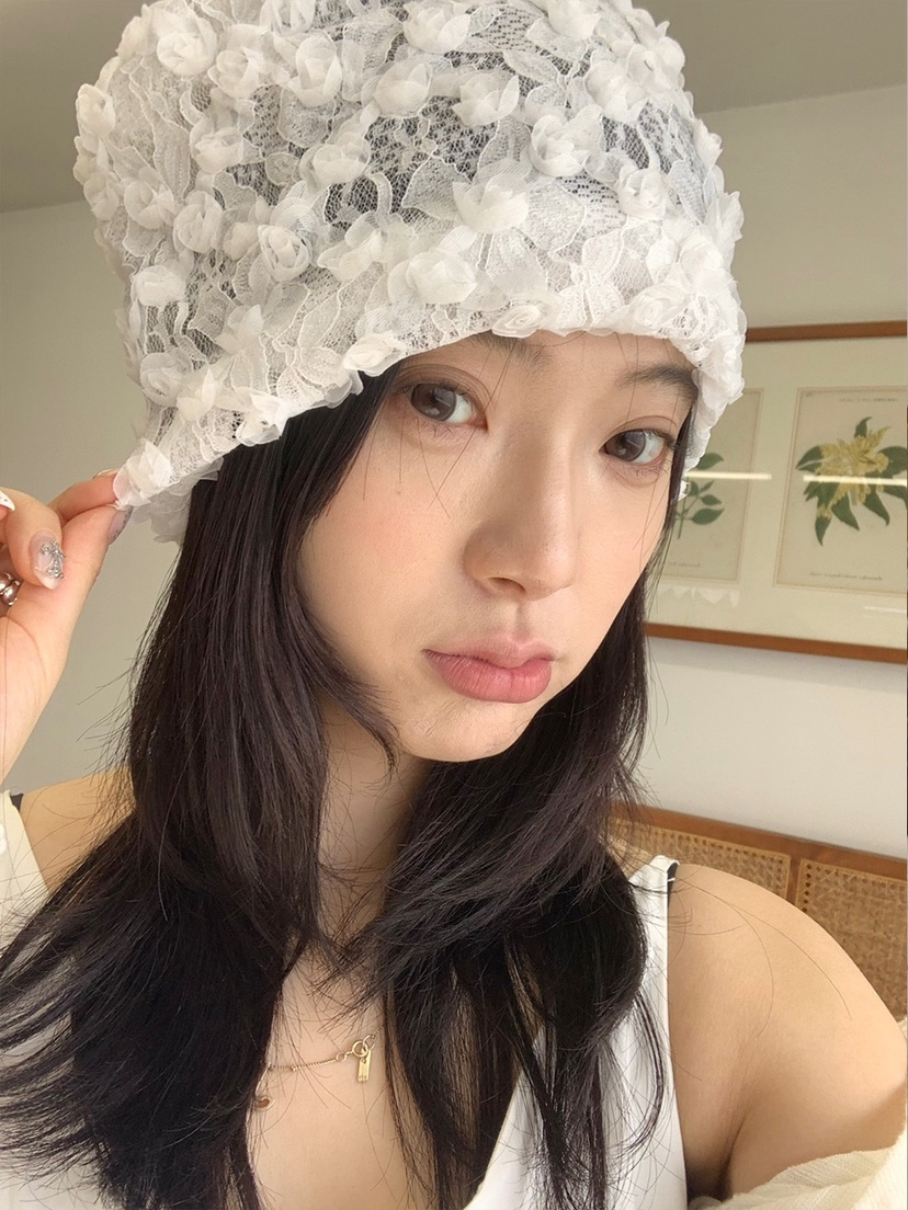 NICEALICE韓國東大門直郵女士新款人氣職業休閑帽子花朵蕾絲NICEALICE帽子