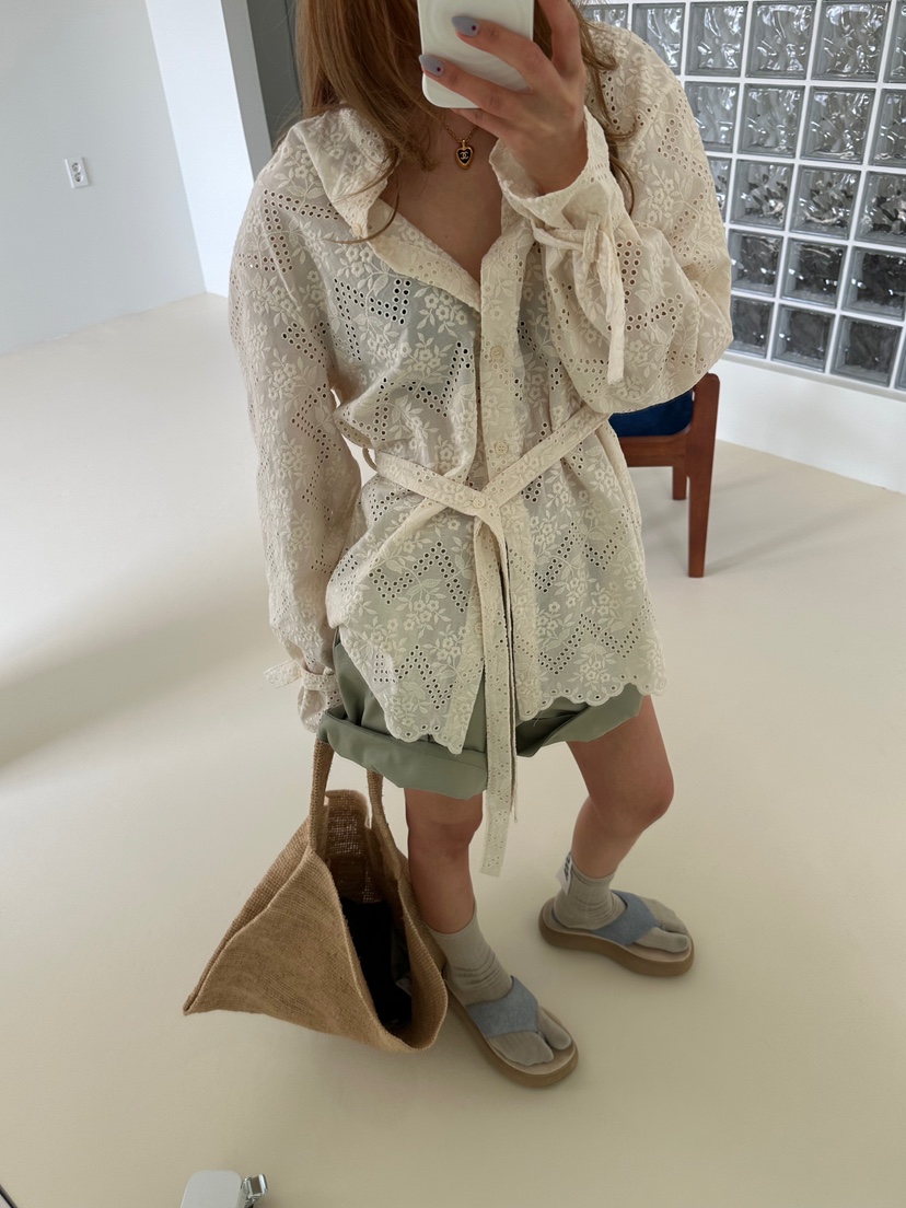 ZEROZERO韓國東大門代購女裝新款休閑熱賣襯衫蕾絲衫腰帶ZEROZERO襯衫/蕾絲衫