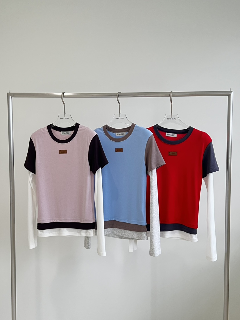 ZEROZERO韓國直郵實拍女裝新款人氣推薦職業長袖T恤假兩件ZEROZERO長袖T恤