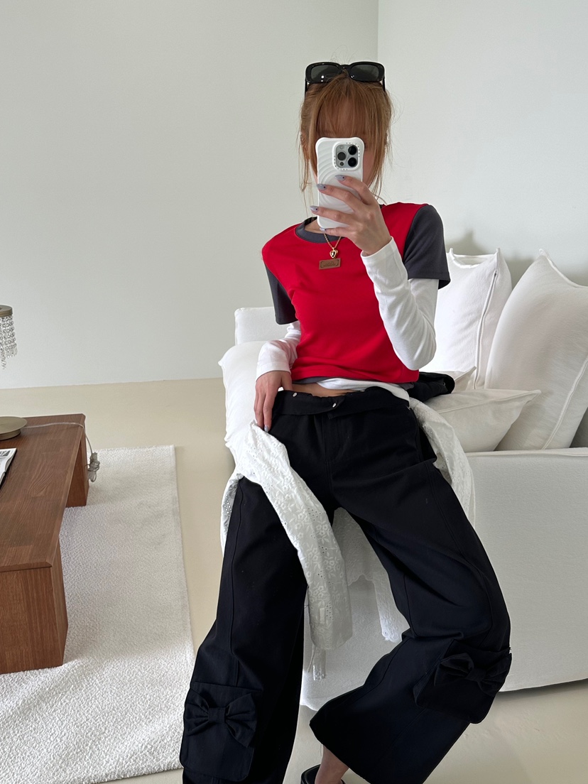 ZEROZERO韓國直郵實拍女裝新款人氣推薦職業長袖T恤假兩件ZEROZERO長袖T恤圖色1