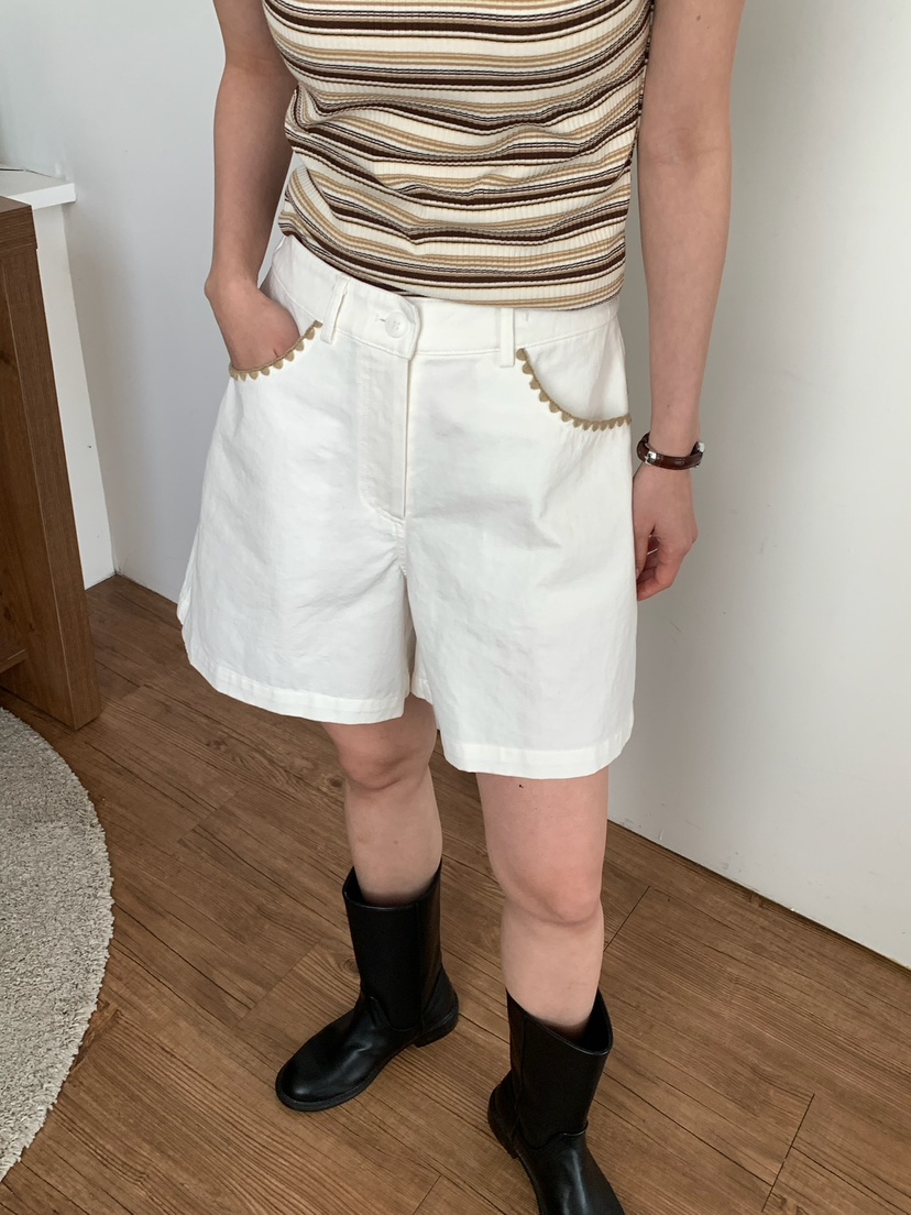 BLEECKER韓國直郵女裝新品26春夏熱賣時尚職業短褲口袋刺繡BLEECKER短褲