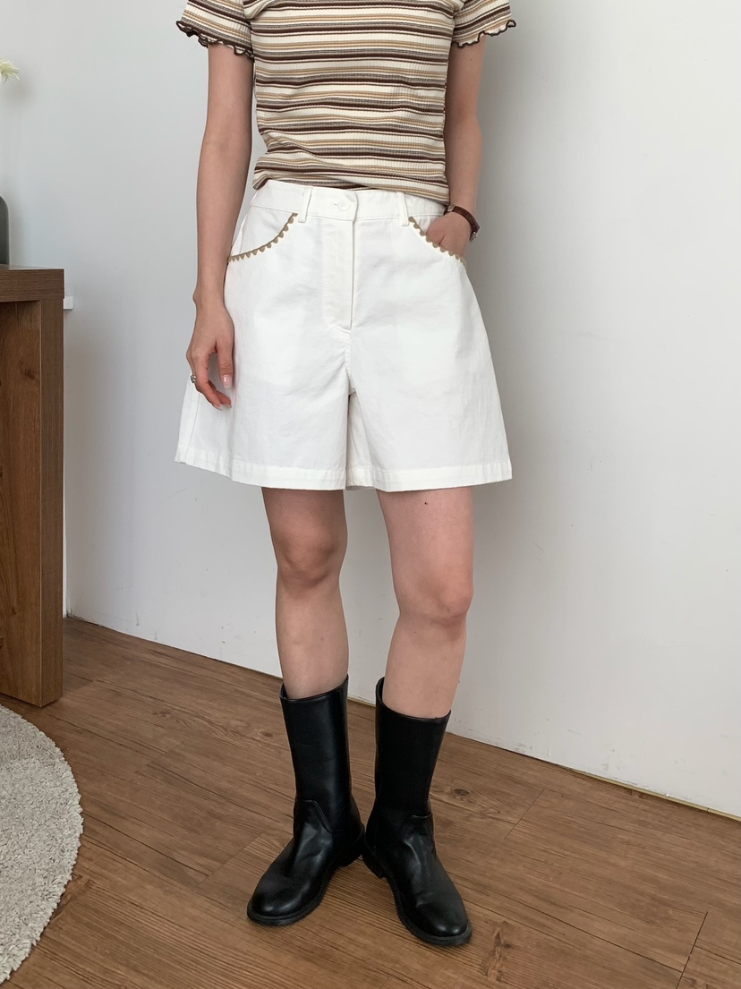 BLEECKER韓國直郵女裝新品26春夏熱賣時尚職業短褲口袋刺繡BLEECKER短褲