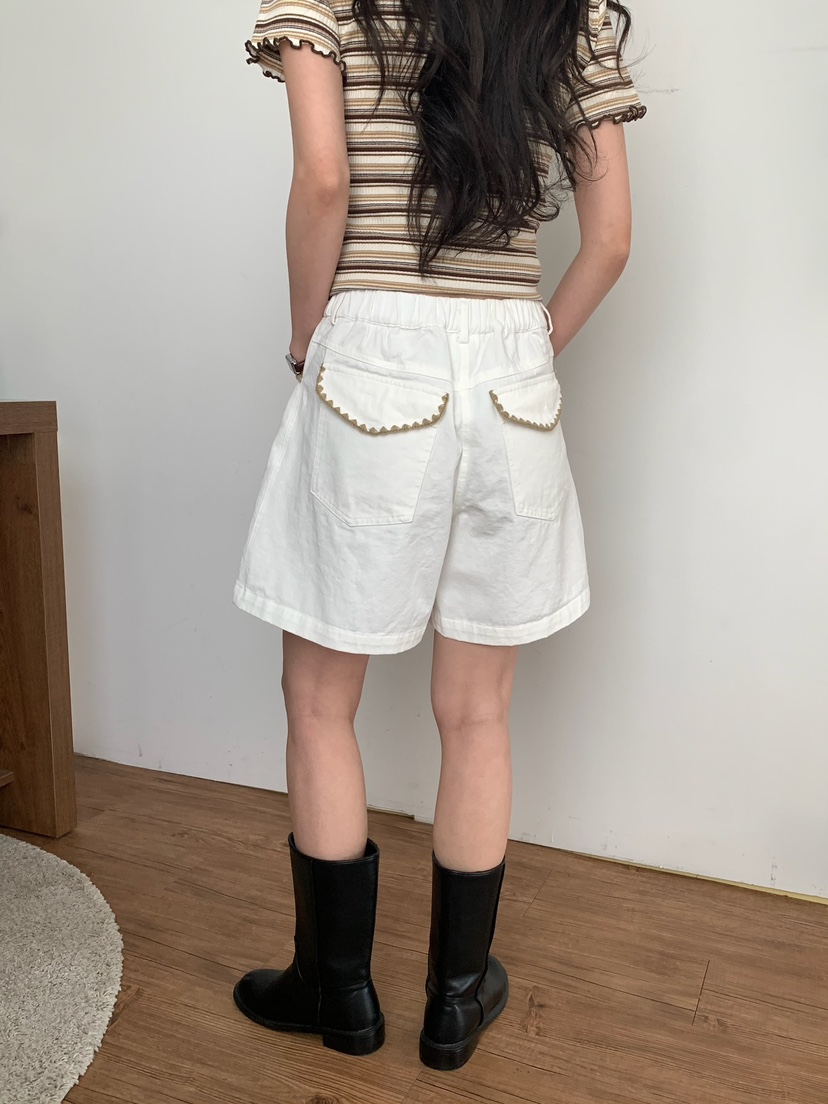 BLEECKER韓國直郵女裝新品26春夏熱賣時尚職業短褲口袋刺繡BLEECKER短褲