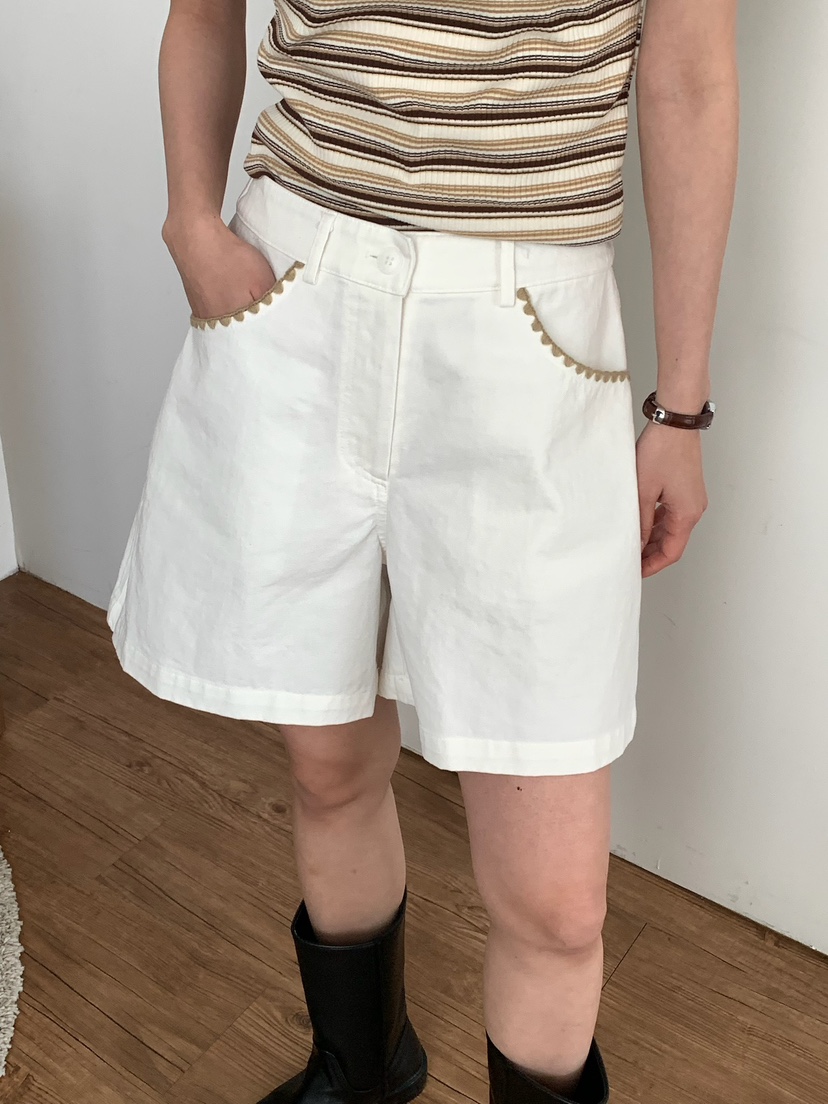 BLEECKER韓國直郵女裝新品26春夏熱賣時尚職業短褲口袋刺繡BLEECKER短褲