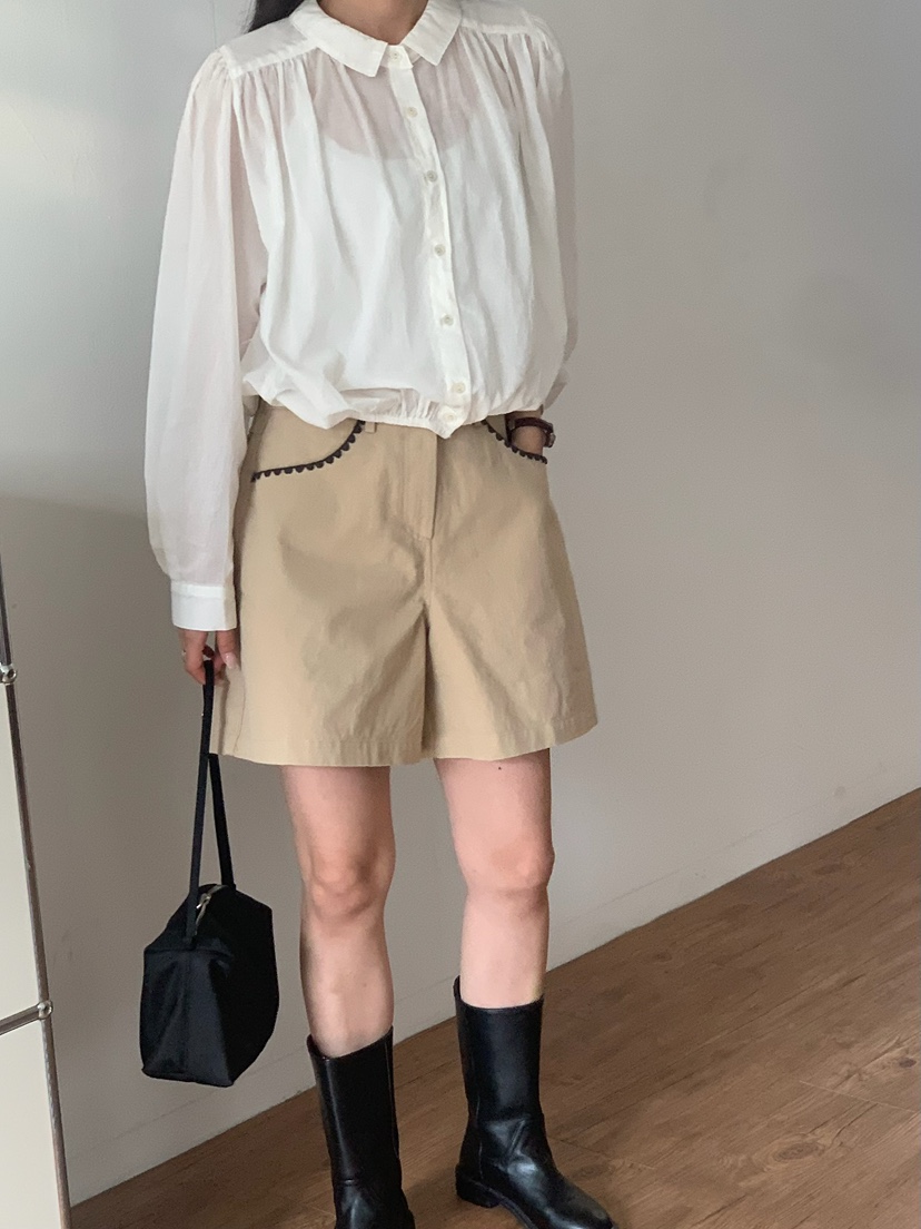 BLEECKER韓國直郵女裝新品26春夏熱賣時尚職業短褲口袋刺繡BLEECKER短褲