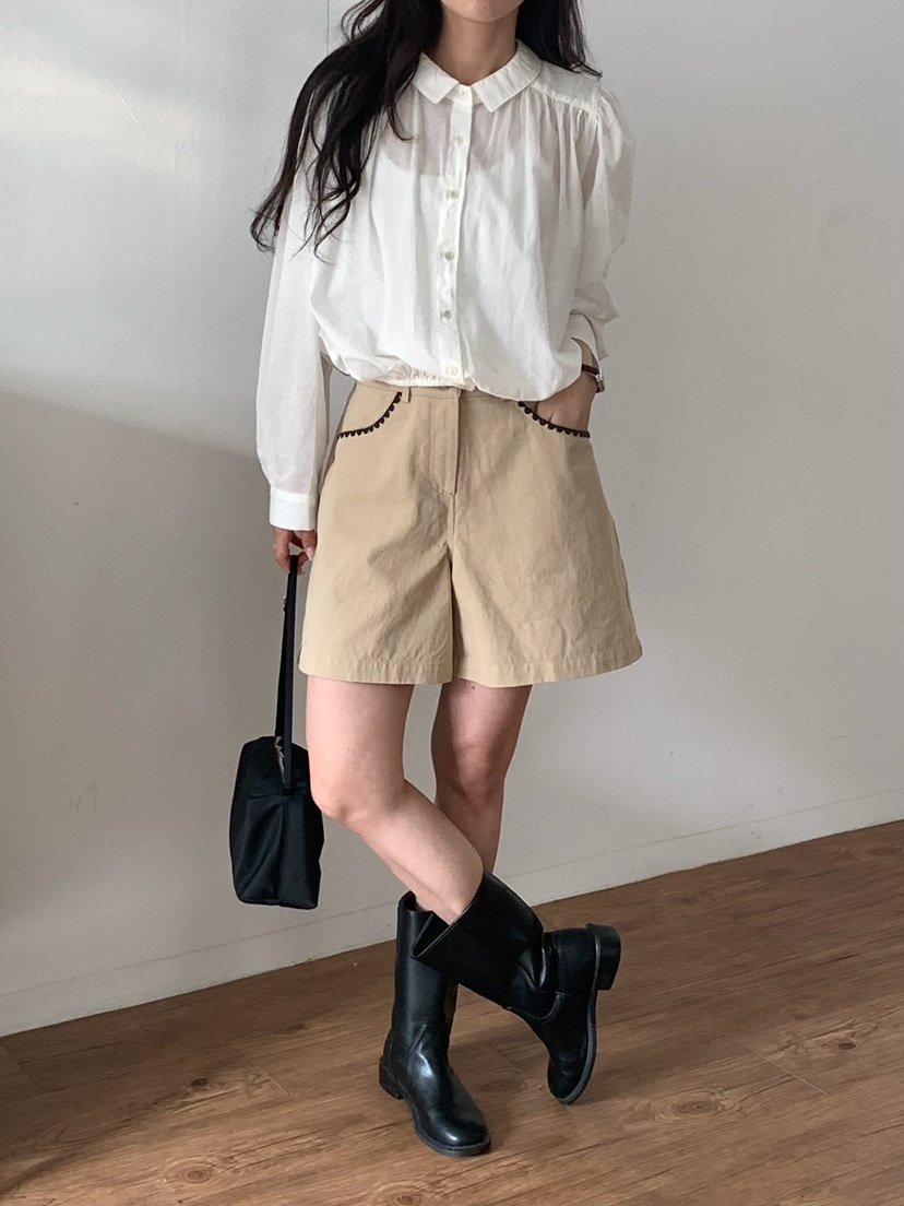 BLEECKER韓國直郵女裝新品26春夏熱賣時尚職業短褲口袋刺繡BLEECKER短褲