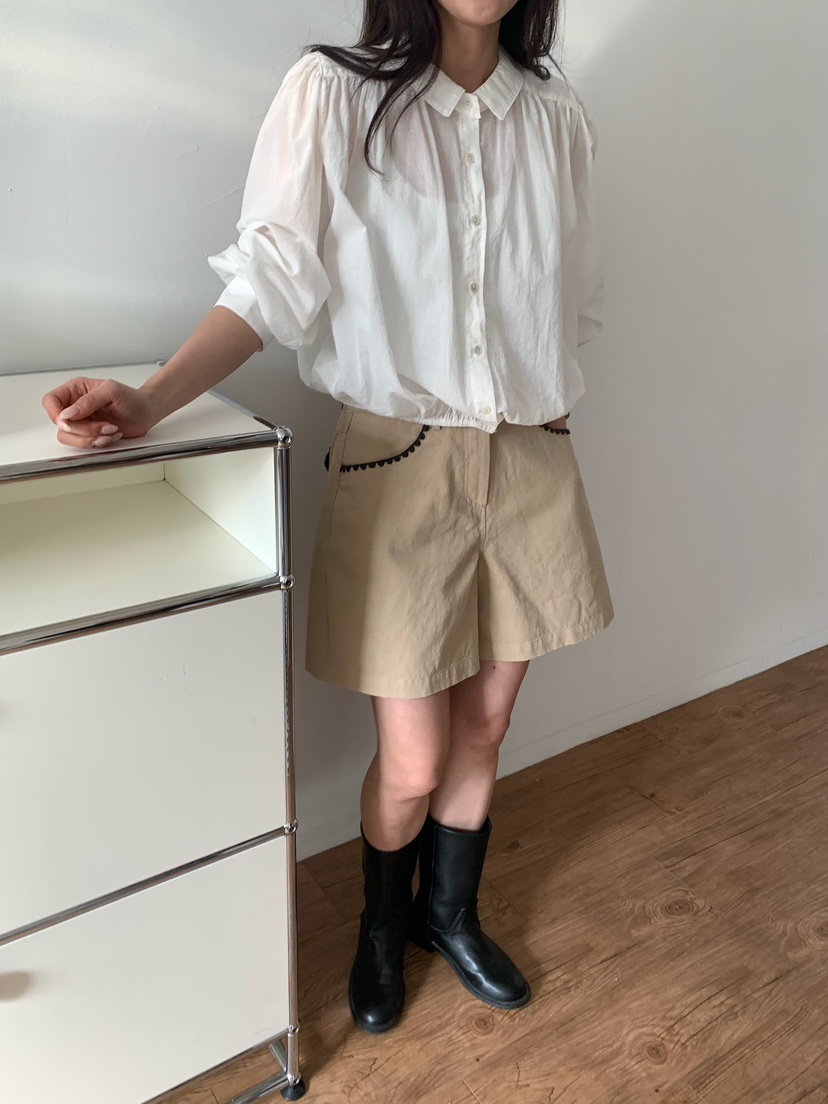 BLEECKER韓國直郵女裝新品26春夏熱賣時尚職業短褲口袋刺繡BLEECKER短褲