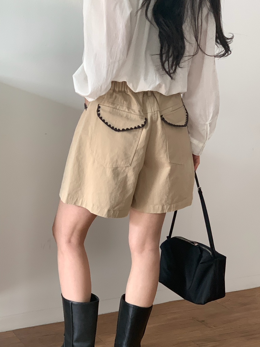 BLEECKER韓國直郵女裝新品26春夏熱賣時尚職業短褲口袋刺繡BLEECKER短褲