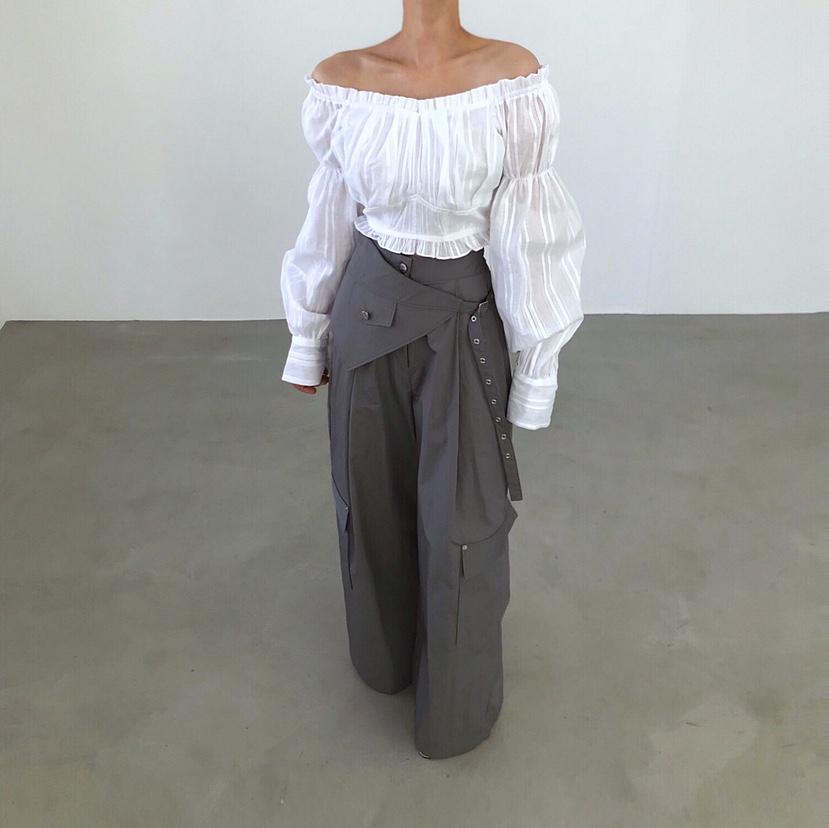 2TWO MOON韓國東大門直郵女裝新款休閑時尚26春夏休閑褲腰帶2TWO MOON休閑褲