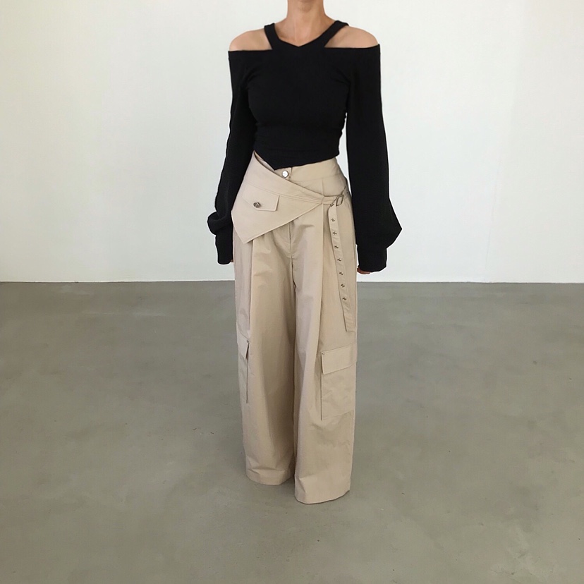 2TWO MOON韓國東大門直郵女裝新款休閑時尚26春夏休閑褲腰帶2TWO MOON休閑褲