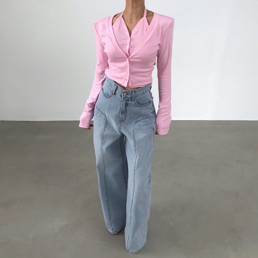 2TWO MOON韓國代購女裝新品時尚推薦人氣長袖T恤雙層開衫2TWO MOON長袖T恤