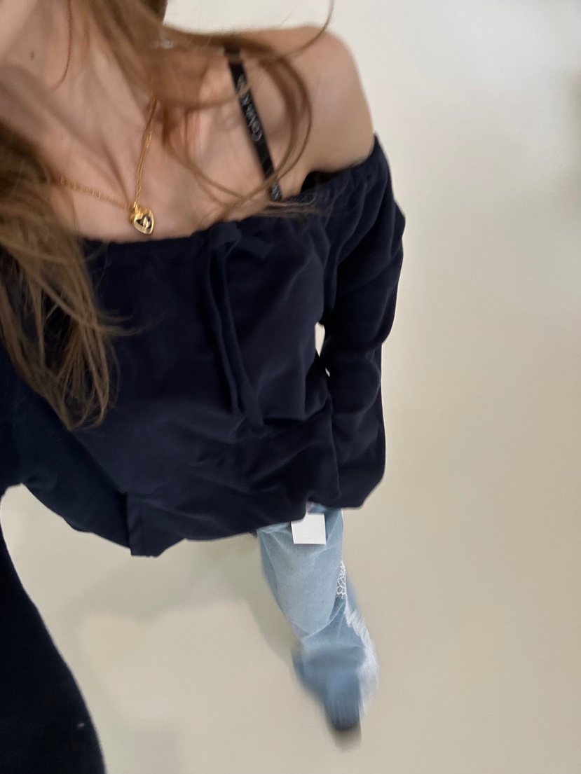 ZEROZERO韓國直郵女裝新款休閑人氣熱賣職業衛衣毛圈布露肩ZEROZERO衛衣