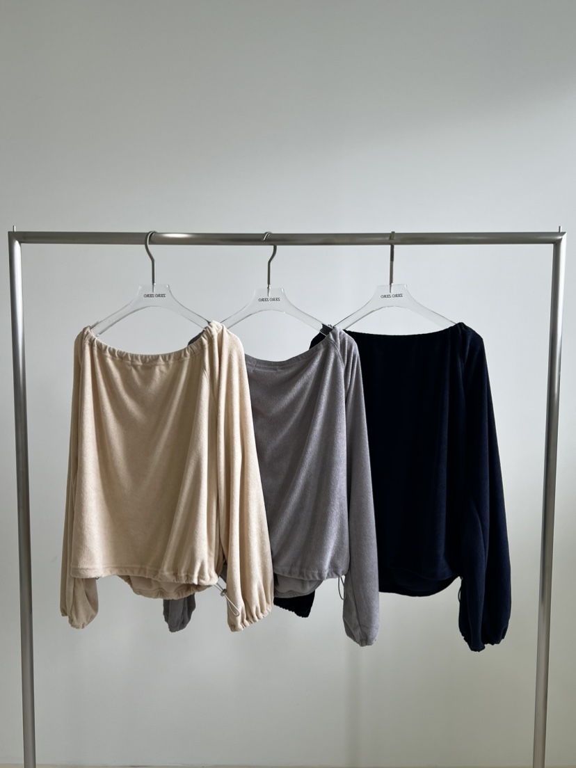 ZEROZERO韓國直郵女裝新款休閑人氣熱賣職業衛衣毛圈布露肩ZEROZERO衛衣