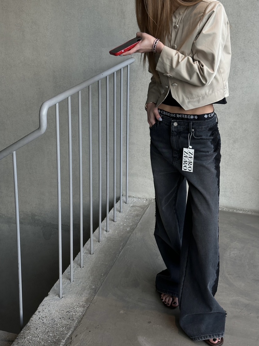 ZEROZERO韓國東大門代購女裝新款人氣牛仔褲腰帶蕾絲紐扣ZEROZERO牛仔褲