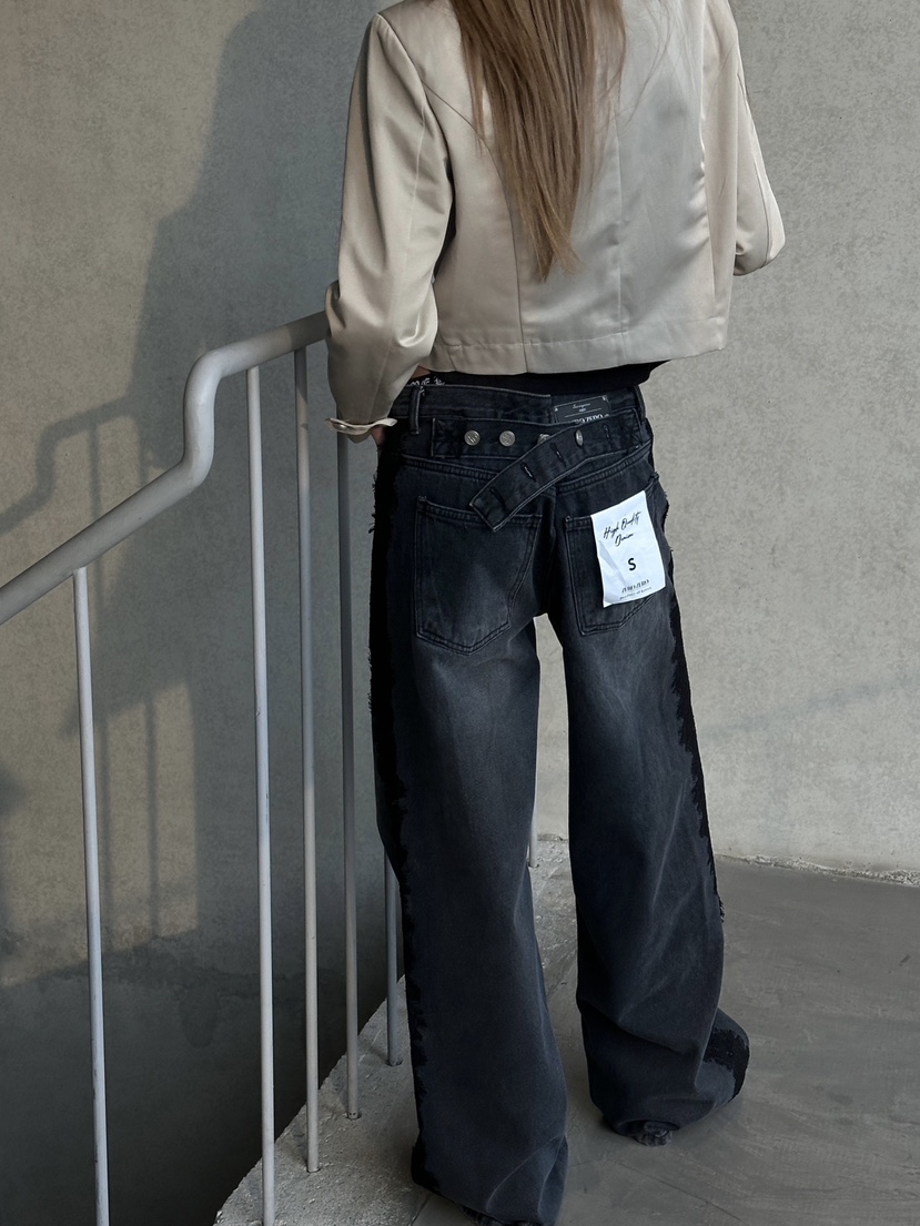 ZEROZERO韓國東大門代購女裝新款人氣牛仔褲腰帶蕾絲紐扣ZEROZERO牛仔褲