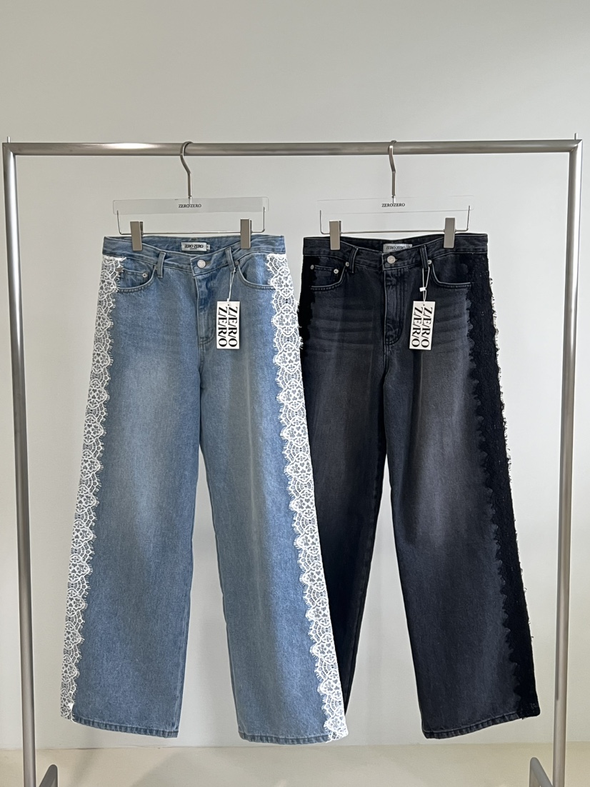 ZEROZERO韓國東大門代購女裝新款人氣牛仔褲腰帶蕾絲紐扣ZEROZERO牛仔褲
