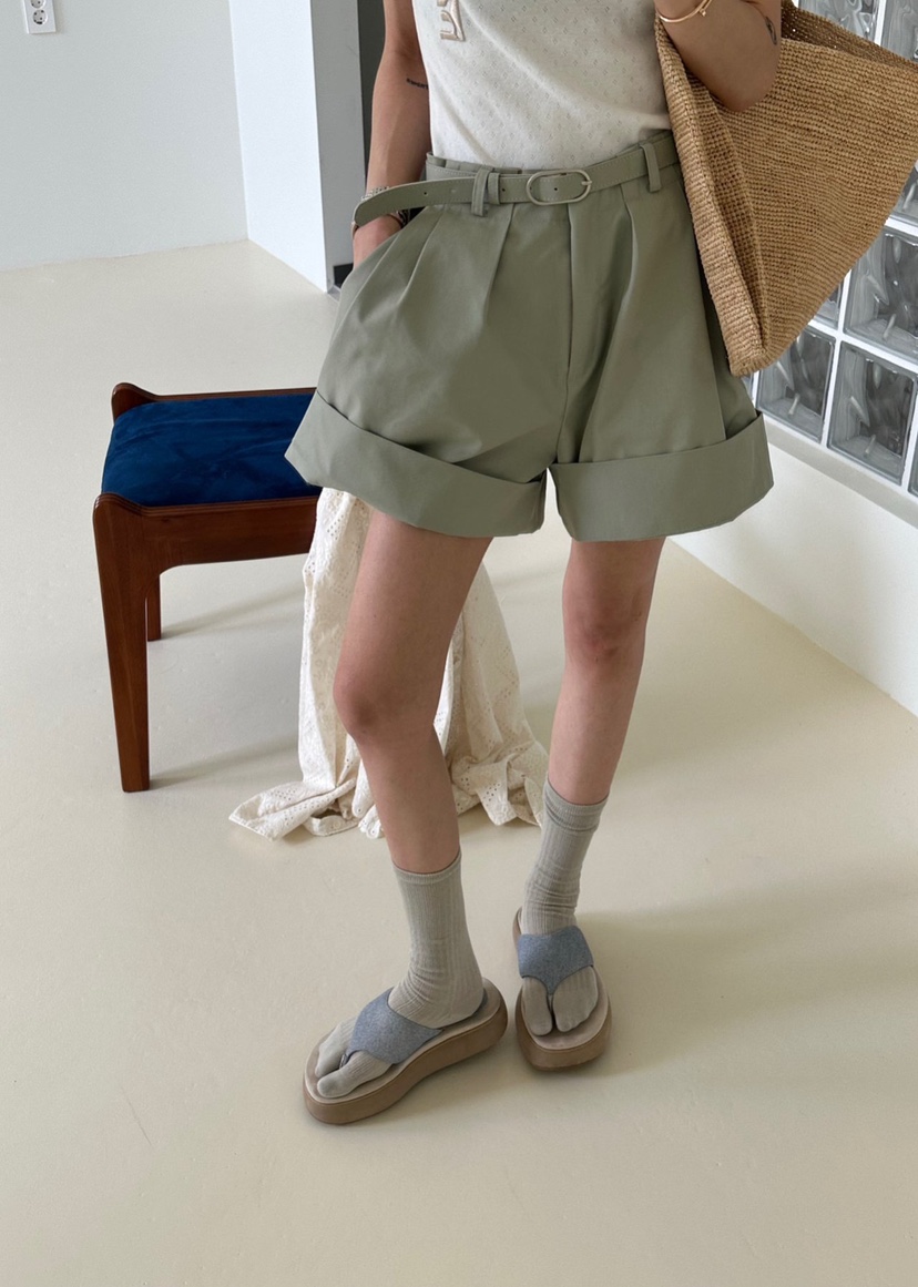 ZEROZERO韓國直郵女裝新品時尚人氣職業休閑26春夏短褲系帶ZEROZERO短褲
