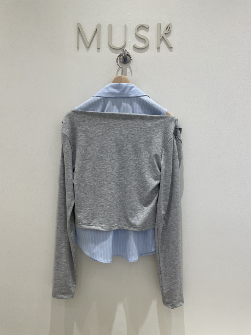 MUSK韓國直郵實拍女裝新品休閑熱賣職業時尚針織衫假兩件MUSK針織衫