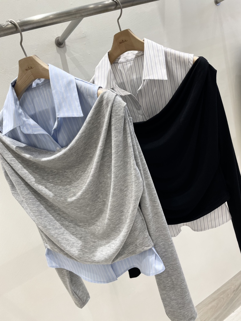 MUSK韓國直郵實拍女裝新品休閑熱賣職業時尚針織衫假兩件MUSK針織衫