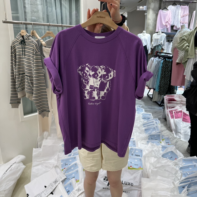 OURMOMENT韓國東大門直郵女士新款時尚人氣熱賣推薦休閑T恤OURMOMENTT恤圖色3