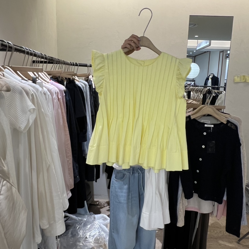 W AND J韓國東大門代購女士新款推薦襯衫蕾絲衫荷葉邊褶裥W AND J襯衫/蕾絲衫圖色3