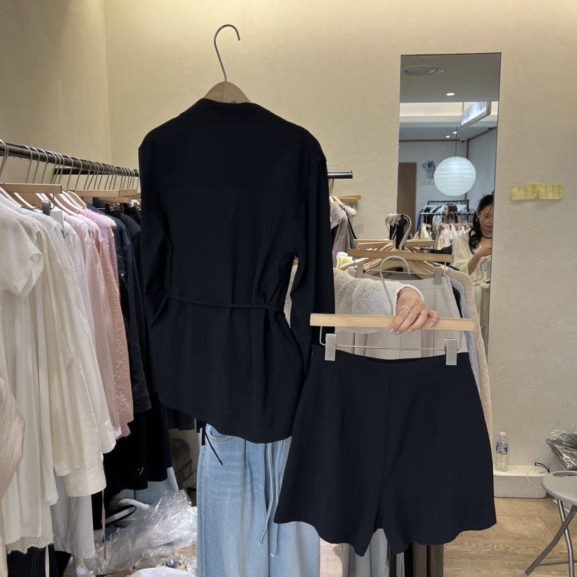 W AND J韓國東大門代購女士新款人氣休閑套裝含腰繩套裝W AND J套裝