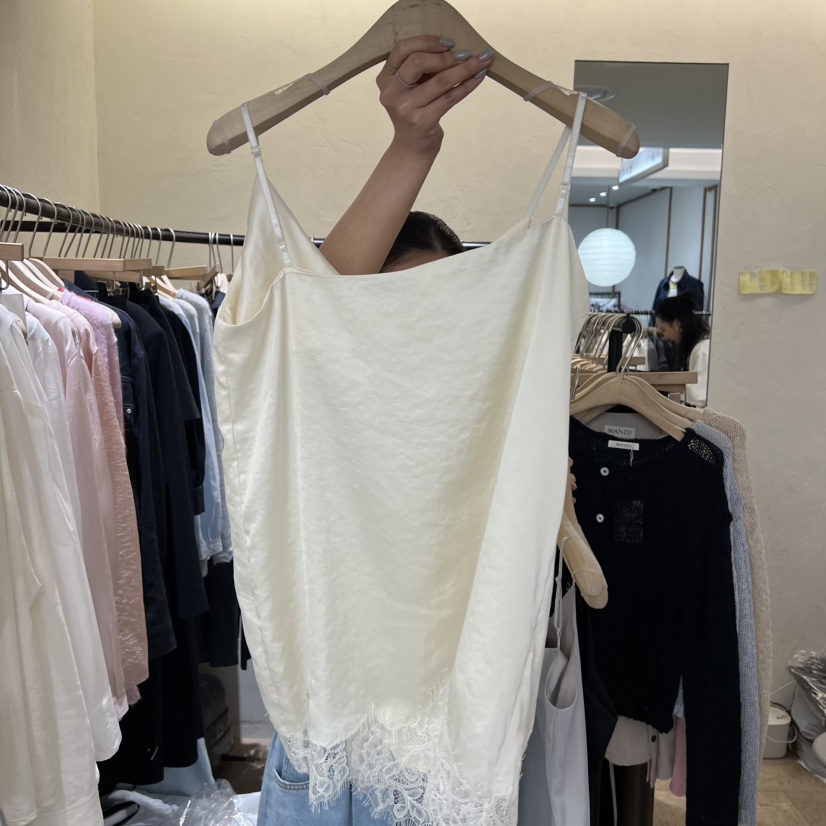 W AND J韓國東大門代購女士新品26春夏熱賣吊帶背心蕾絲W AND J吊帶/背心
