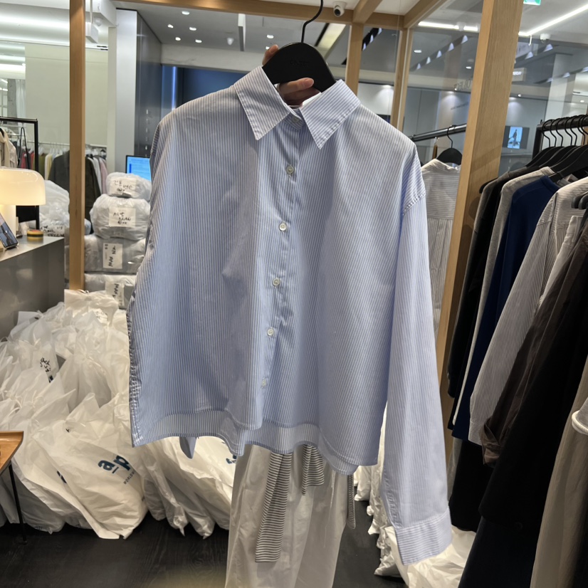 OBJECT韓國代購女士新品時尚休閑推薦熱賣襯衫蕾絲衫條紋OBJECT襯衫/蕾絲衫圖色2