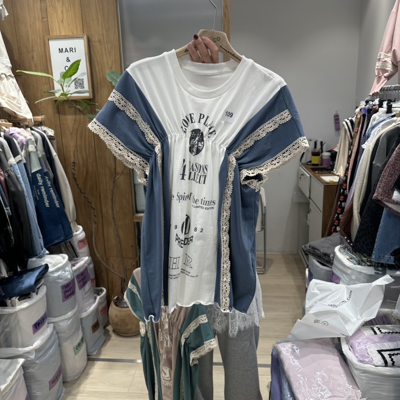 MARI CO韓國直郵實拍女裝新款休閑時尚人氣26春夏推薦T恤MARI COT恤圖色3