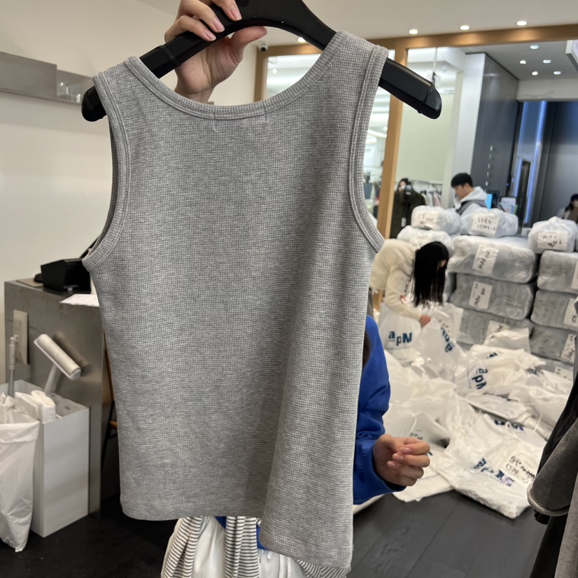 OBJECT韓國東大門直郵女裝新款職業26春夏吊帶背心華夫格OBJECT吊帶/背心