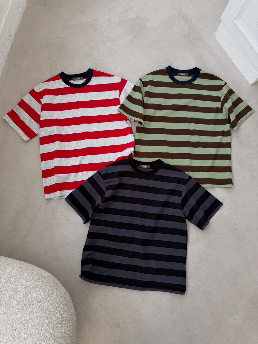 CAMEL-P韓國直郵實拍女士新款時尚T恤條紋Came_l 家T恤