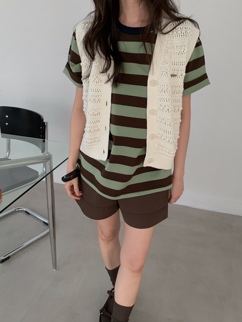 CAMEL-P韓國直郵實拍女士新款時尚T恤條紋Came_l 家T恤