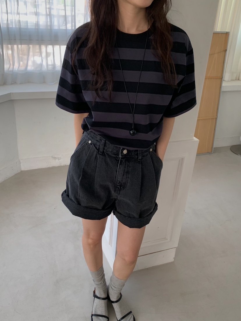 CAMEL-P韓國直郵實拍女士新款時尚T恤條紋Came_l 家T恤